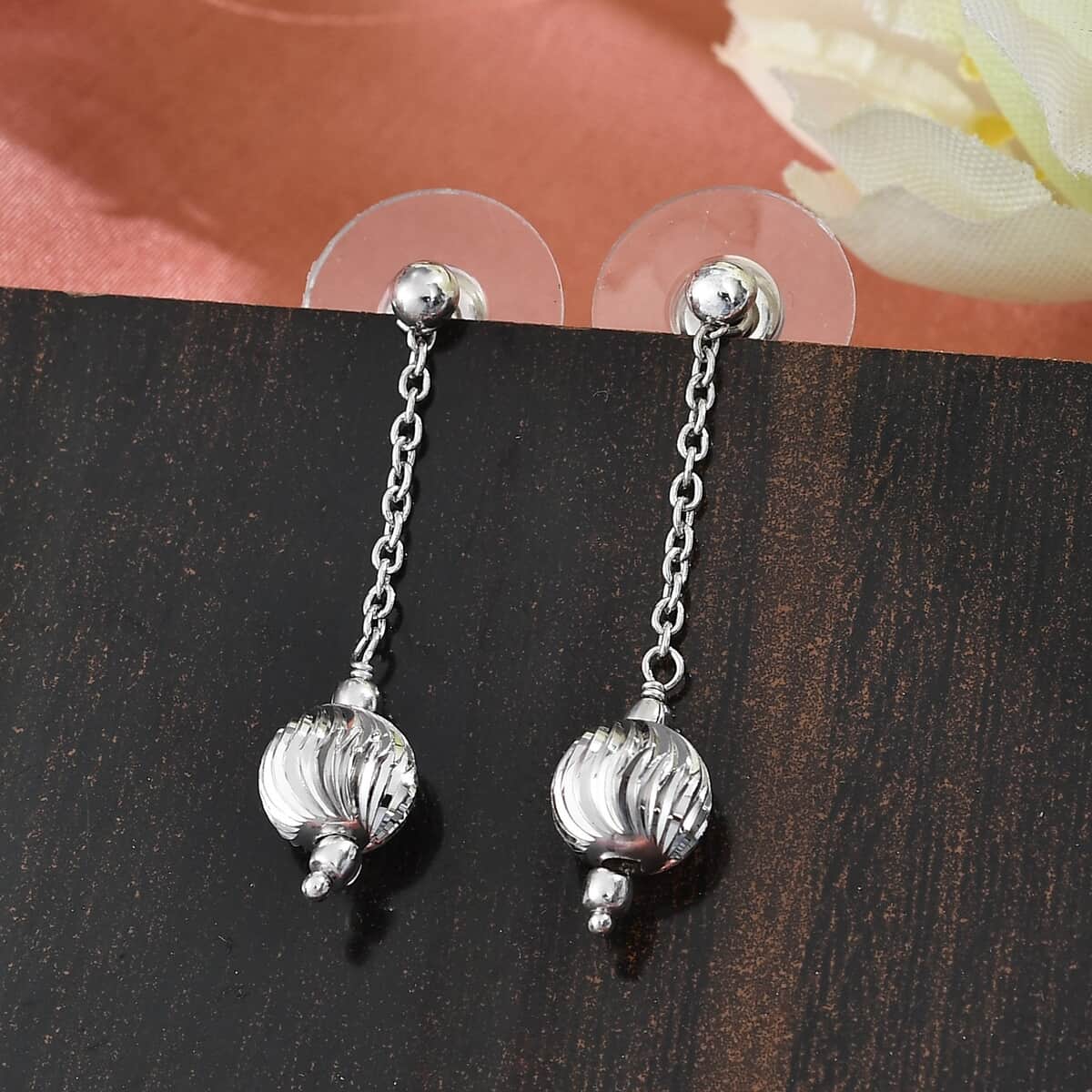 Platinum Over Sterling Silver Dangle Earrings image number 1