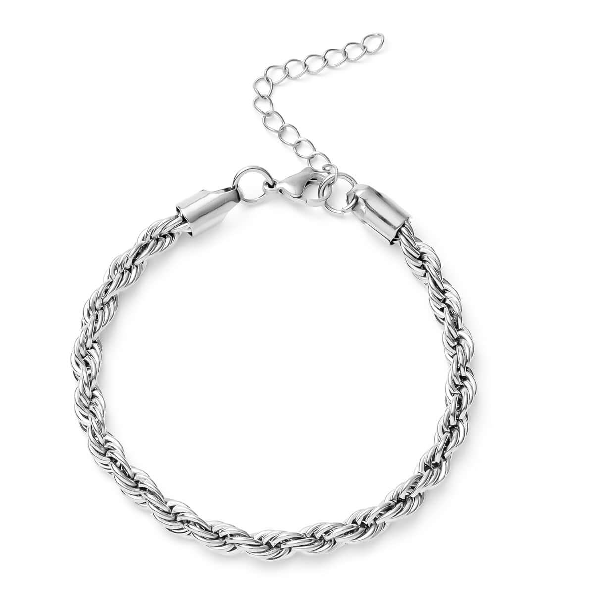 Rope Chain Bracelet in Stainless Steel (7.50-9.50In) 16.30 Grams image number 0