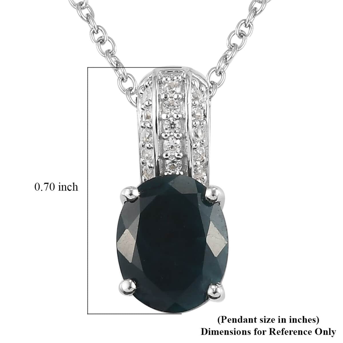 Teal Grandidierite and Zircon Pendant Necklace 20 Inches in Platinum Over Sterling Silver 2.90 ctw image number 5
