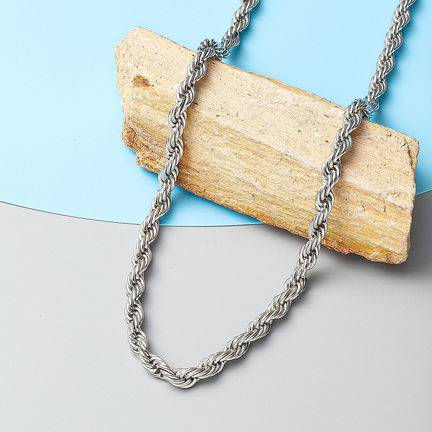 Rope Chain Necklace 24 Inches in Stainless Steel 45.20 Grams