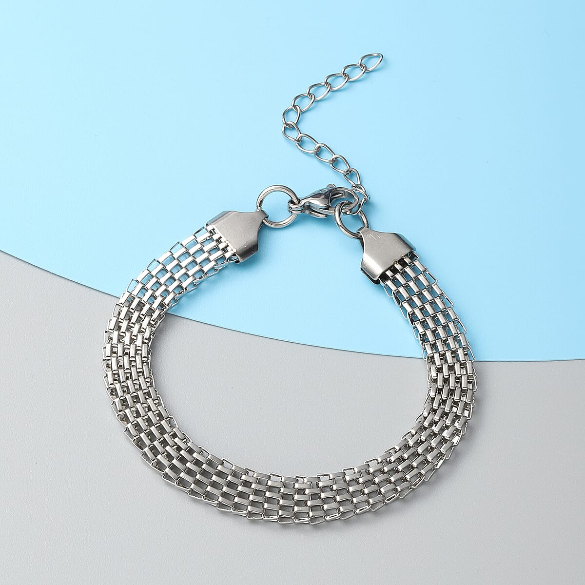 Mesh Chain Bracelet in Stainless Steel (7.50 In) image number 1