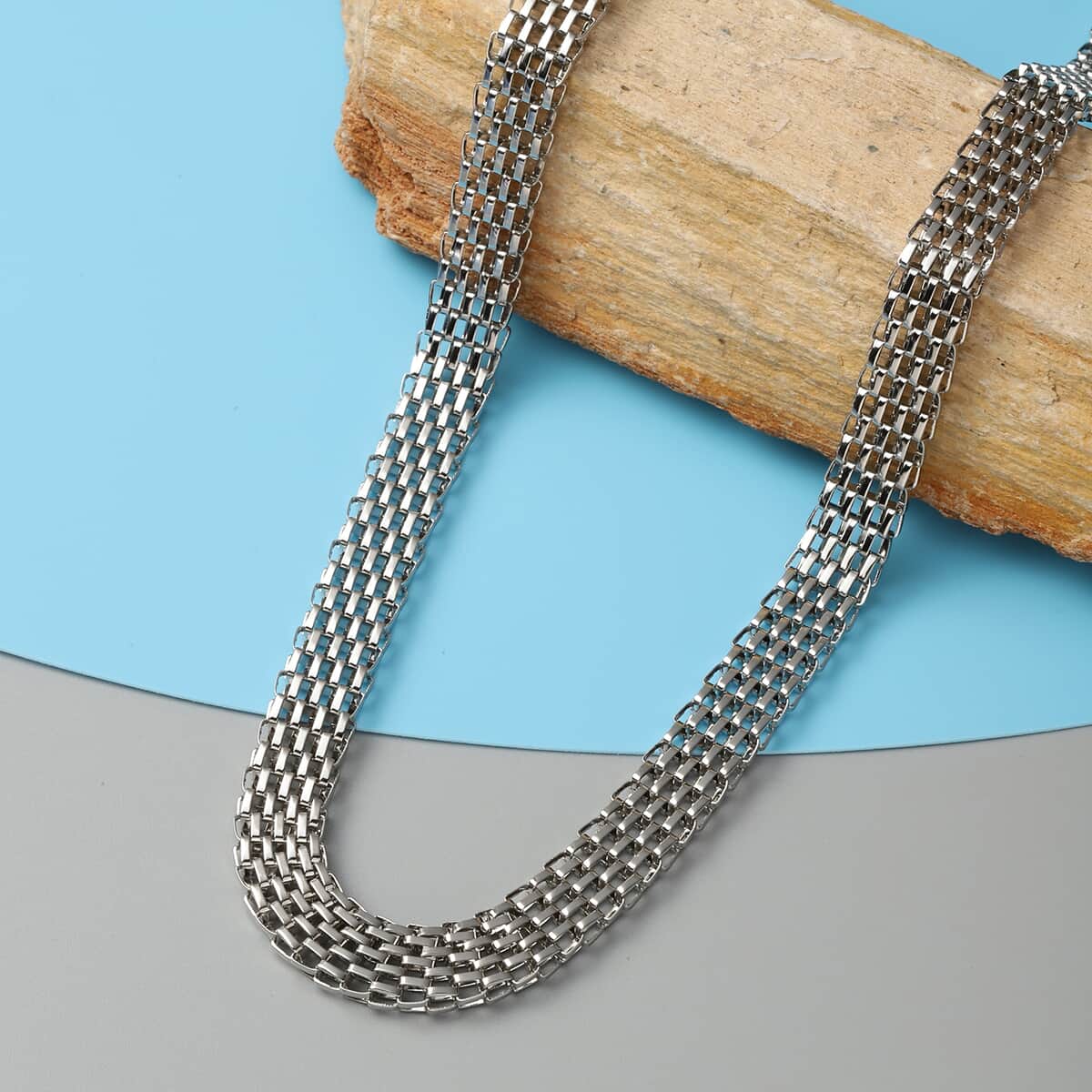 Chunky Mesh Chain Necklace 24 Inches in Stainless Steel 17.20 Grams image number 1