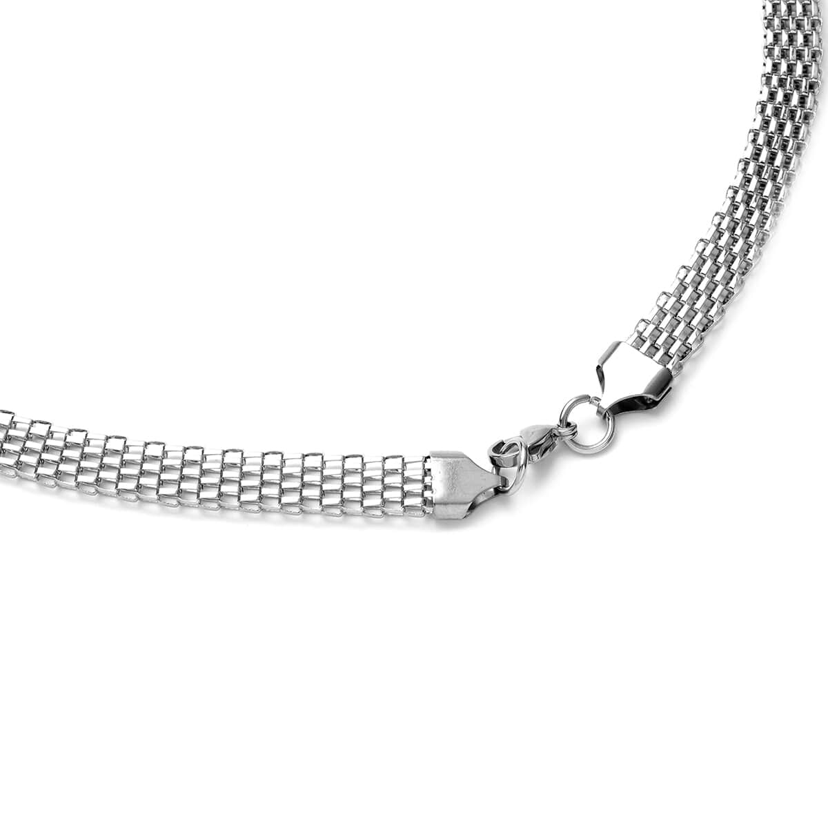 Chunky Mesh Chain Necklace 24 Inches in Stainless Steel 17.20 Grams image number 2