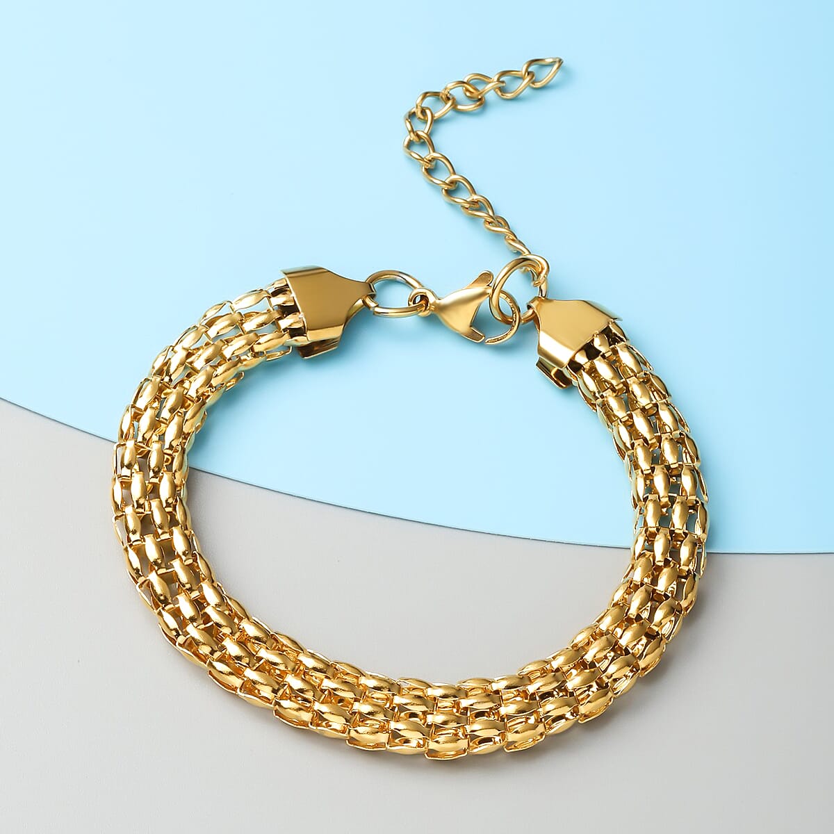 Popcorn Chain Bracelet in ION Plated Yellow Gold Stainless Steel (7.50-9.50In) image number 1