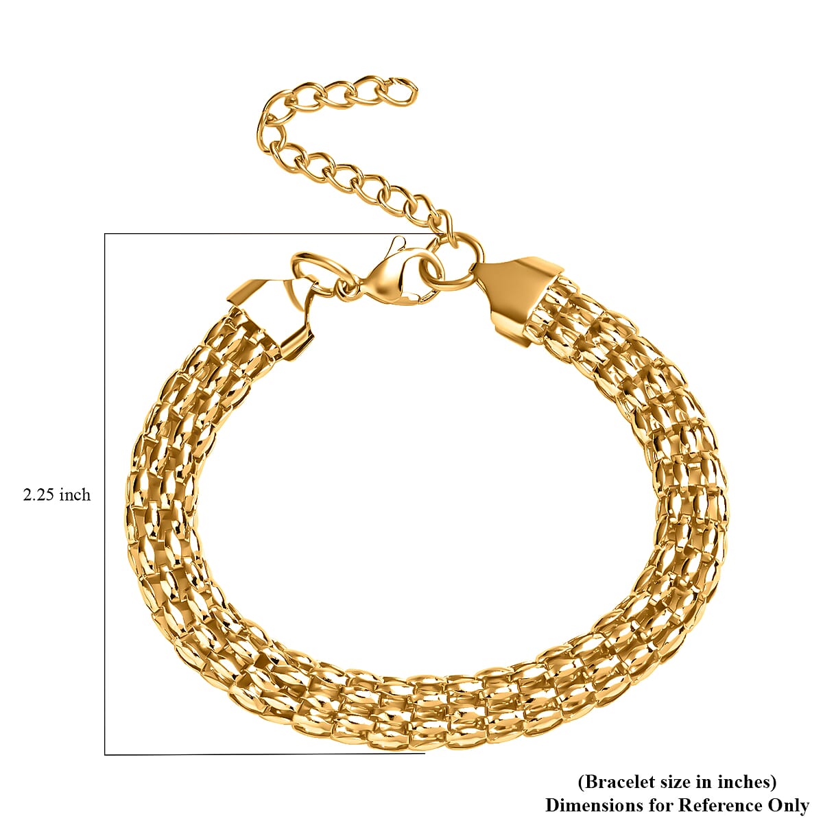 Popcorn Chain Bracelet in ION Plated Yellow Gold Stainless Steel (7.50-9.50In) image number 2