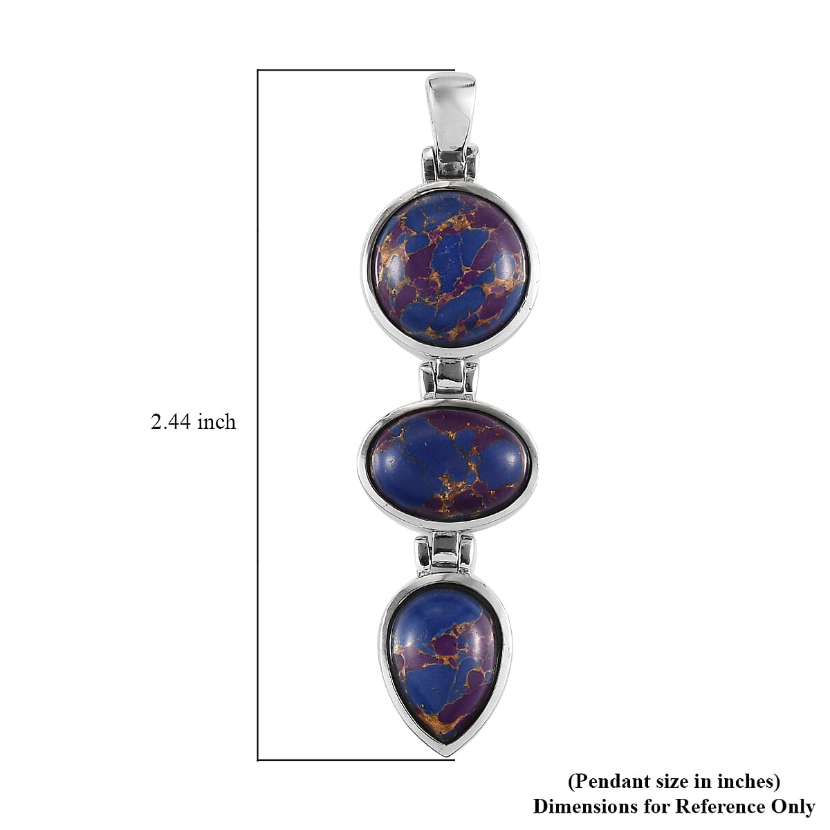 Mojave Purple Turquoise Fancy Pendant in Stainless Steel 17.50 ctw