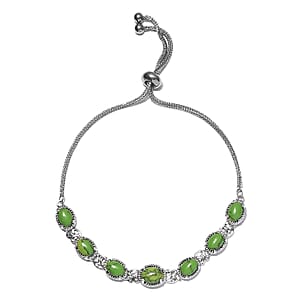 KARIS Green Howlite Bolo Bracelet in Platinum Bond and Stainless Steel 5.60 ctw