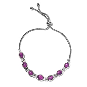 Purple Howlite Bolo Bracelet in Platinum Bond & Stainless Steel 5.25 ctw