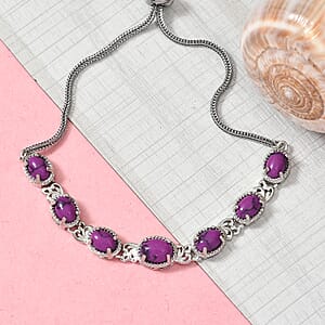 Purple Howlite Bolo Bracelet in Platinum Bond & Stainless Steel 5.25 ctw