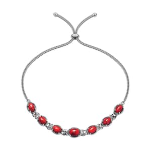 Red Howlite Bolo Bracelet in Platinum Bond & Stainless Steel 6.90 ctw