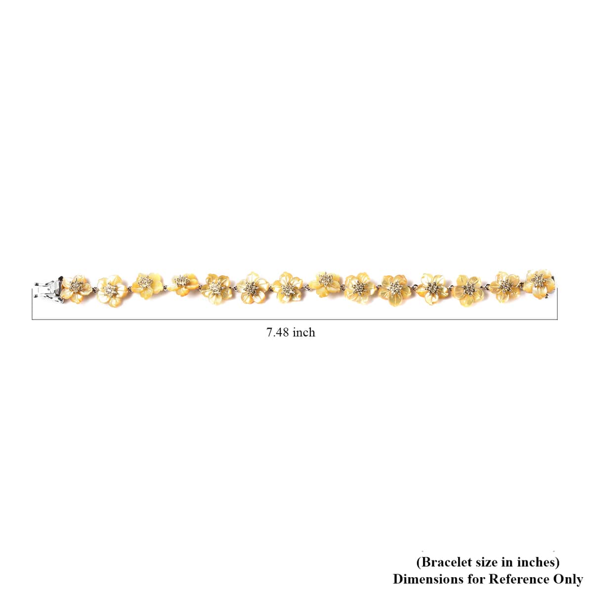 JARDIN COLLECTION Yellow Mother Of Pearl Carved Flower, Brazilian Citrine Bracelet in Rhodium Over Sterling Silver (7.25 In) (8.10 g) 1.50 ctw image number 5