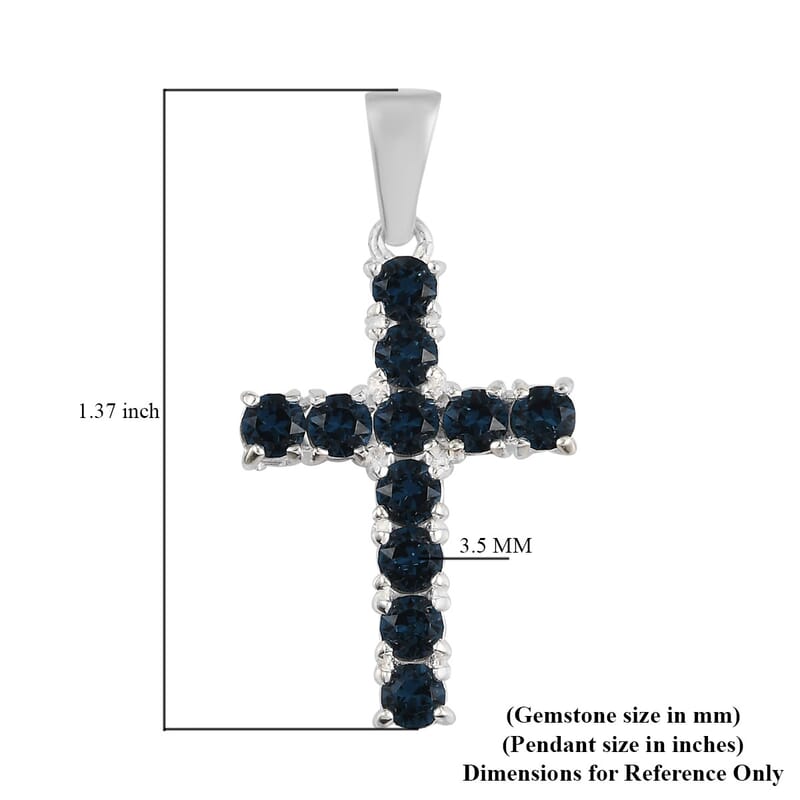 Montana Crystal Cross Pendant in Sterling Silver