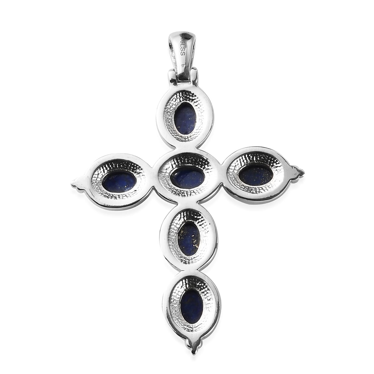 Lapis Lazuli Cross Pendant in Stainless Steel 6.50 ctw image number 3
