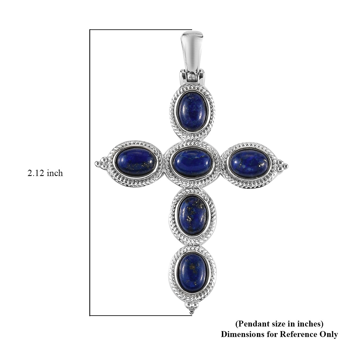 Lapis Lazuli Cross Pendant in Stainless Steel 6.50 ctw