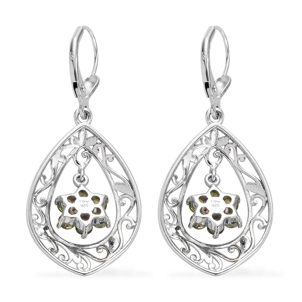 Ambanja Demantoid Garnet Dangle Flower Earrings in Vermeil YG and Platinum Over Sterling Silver 1.65 ctw image number 3