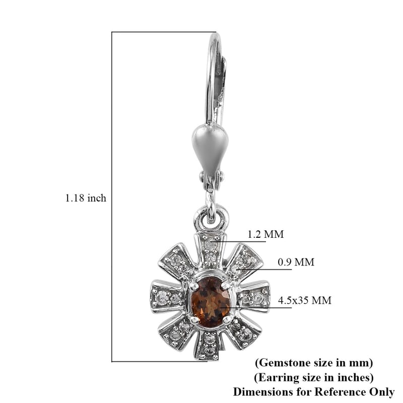 Natural Ambanja Champagne Demantoid Garnet and Zircon Dangling Earrings in Platinum Over Sterling Silver 0.80 ctw