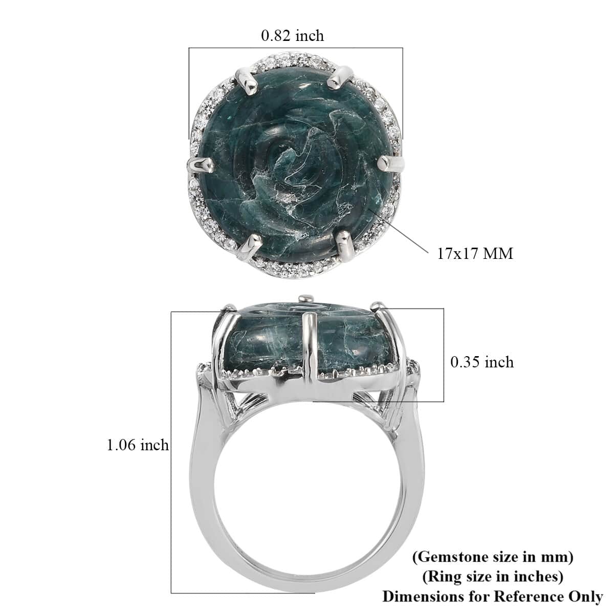 Teal Grandidierite Carved and Zircon Fancy Ring in Platinum Over Sterling Silver (Size 7.0) 18.50 ctw image number 5