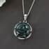 Teal Grandidierite Carved Fancy Pendant Necklace 20 Inches in Platinum Over Sterling Silver 18.50 ctw image number 1