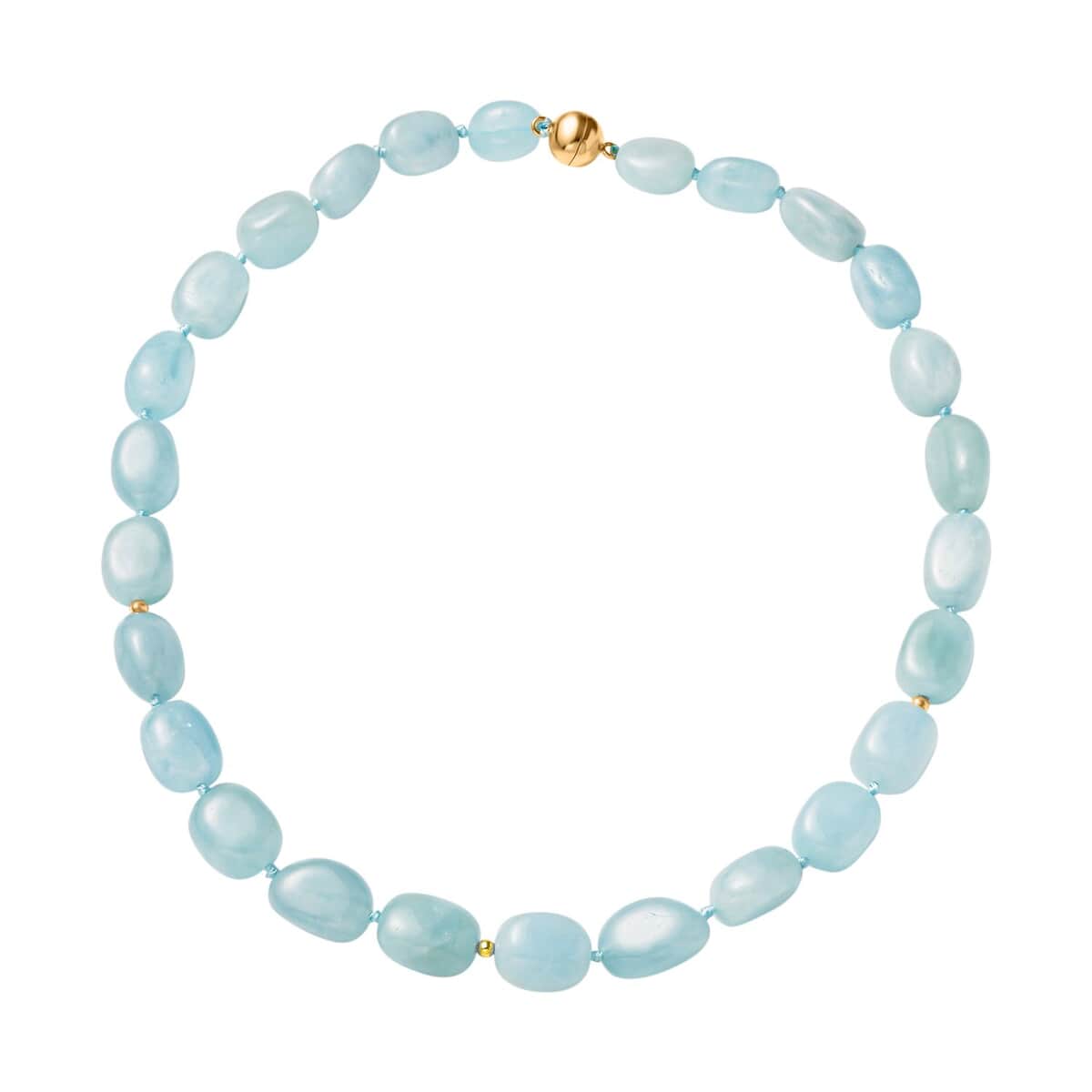 Santa Maria Aquamarine Bead Necklace in 14K YG Plated Sterling Silver, Blue Beaded Necklace 311.00 ctw (18 Inches) image number 0