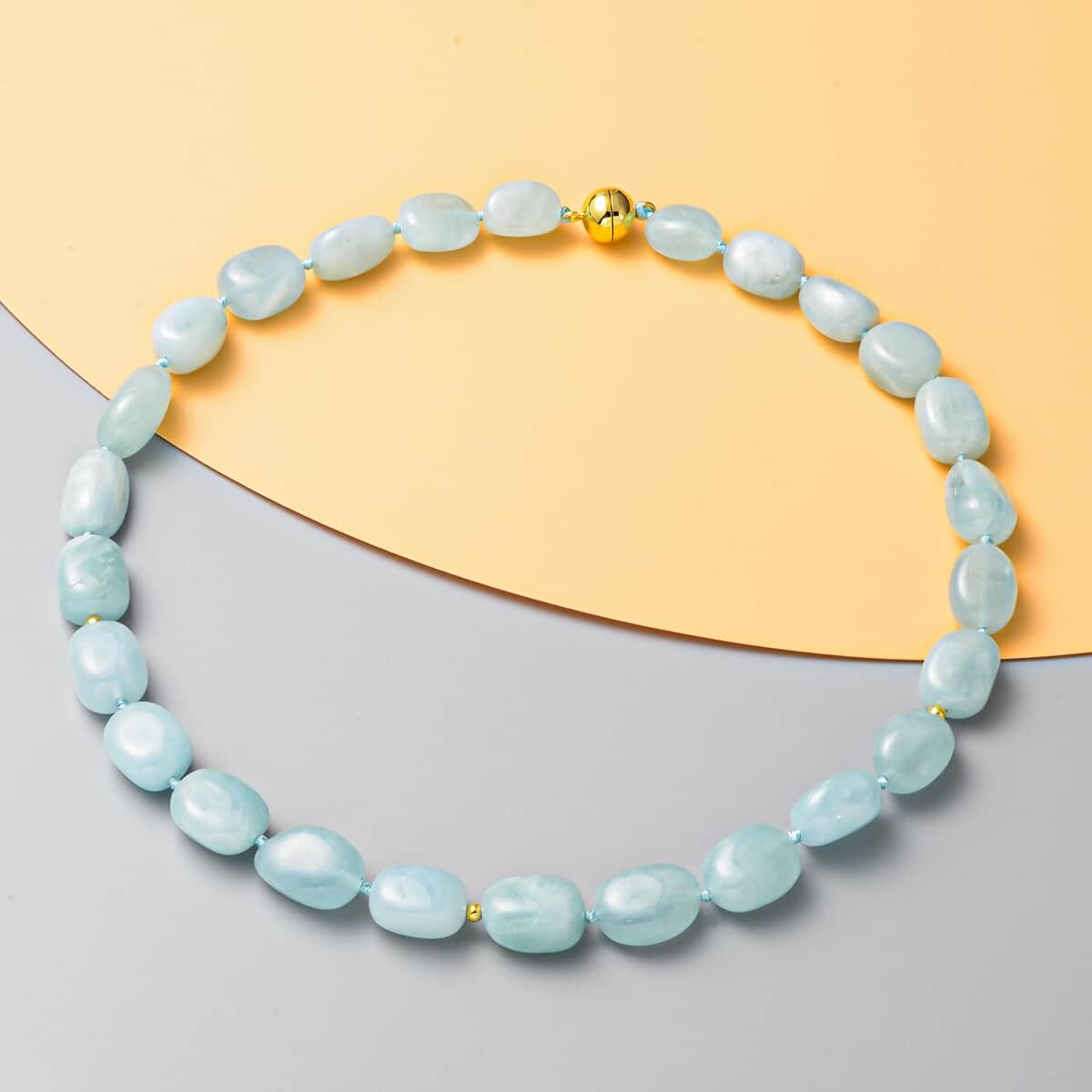 Santa Maria Aquamarine Bead Necklace in 14K YG Plated Sterling Silver, Blue Beaded Necklace 311.00 ctw (18 Inches) image number 1