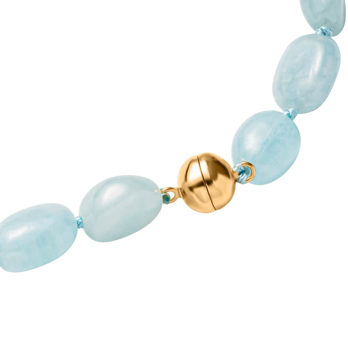 Santa Maria Aquamarine Bead Necklace in 14K YG Plated Sterling Silver, Blue Beaded Necklace 311.00 ctw (18 Inches) image number 2