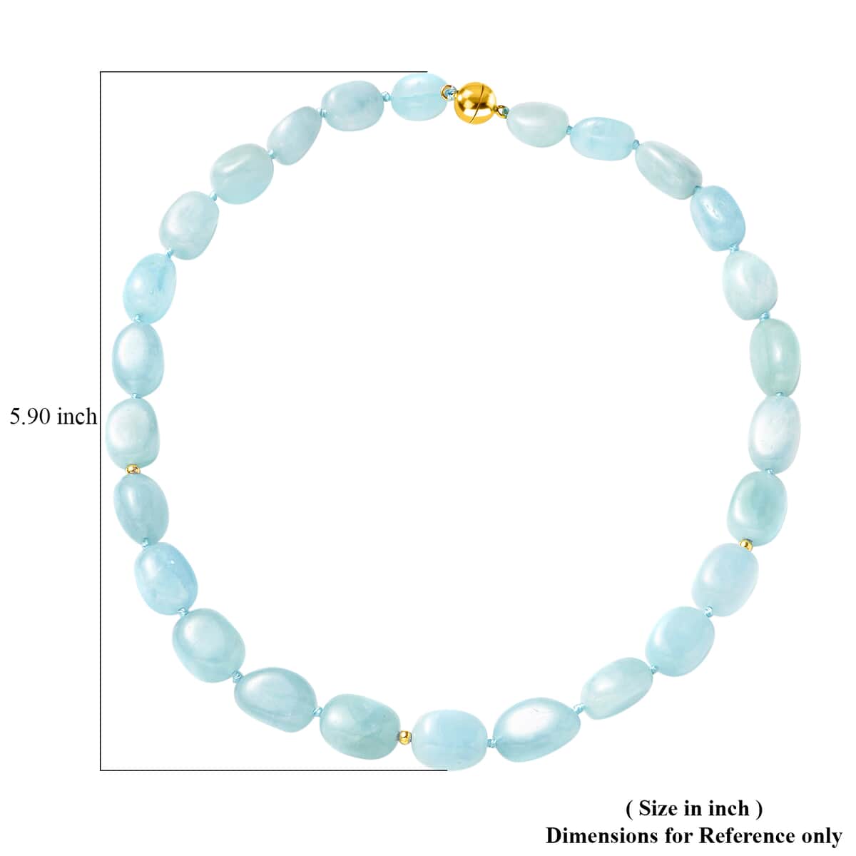 Santa Maria Aquamarine Bead Necklace in 14K YG Plated Sterling Silver, Blue Beaded Necklace 311.00 ctw (18 Inches) image number 4