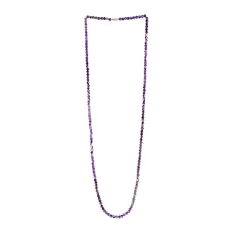 Bi-Color Amethyst Beaded Necklace 36 Inches in Rhodium Over Sterling Silver Magnetic Lock 220.00 ctw image number 2