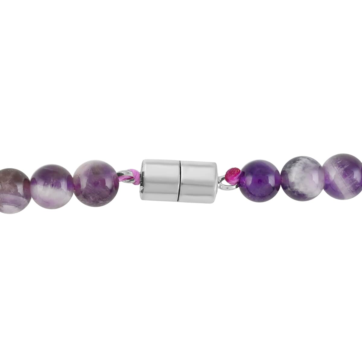 Bi-Color Amethyst Beaded Necklace 36 Inches in Rhodium Over Sterling Silver Magnetic Lock 220.00 ctw image number 3
