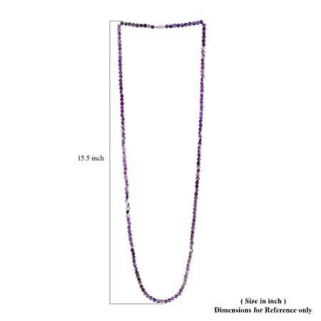 Bi-Color Amethyst Beaded Necklace 36 Inches in Rhodium Over Sterling Silver Magnetic Lock 220.00 ctw image number 4