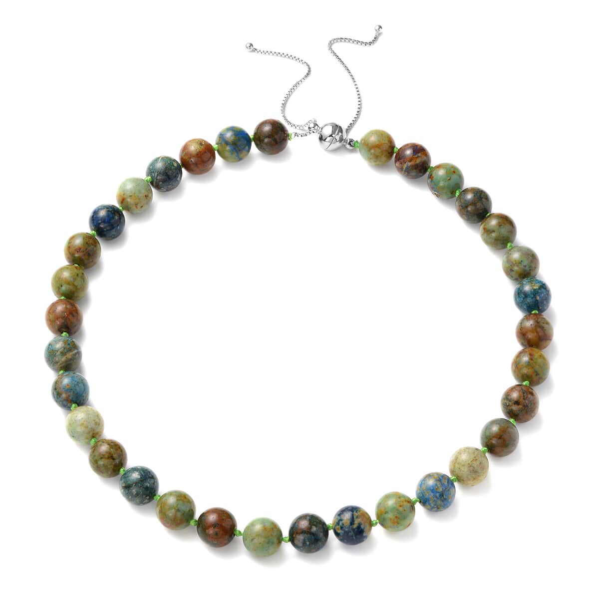 Australian Chrysocolla Beaded Necklace 18-20 Inches in Rhodium Over Sterling Silver Magnetic Lock 445.50 ctw image number 0