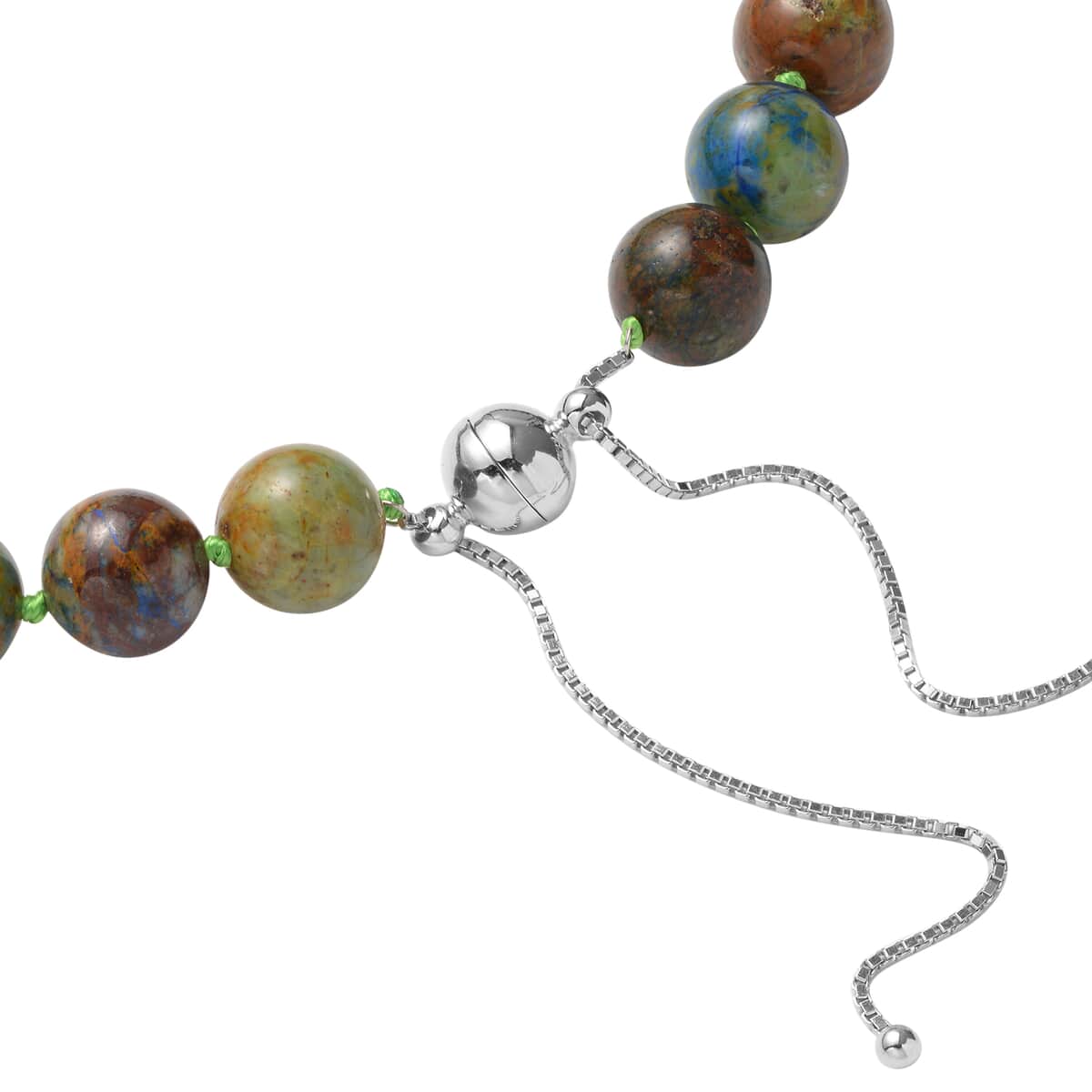 Australian Chrysocolla Beaded Necklace 18-20 Inches in Rhodium Over Sterling Silver Magnetic Lock 445.50 ctw image number 2
