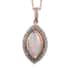 Ethiopian Welo Opal and Natural Champagne and White Diamond Pendant Necklace 20 Inches in Vermeil Rose Gold Over Sterling Silver 2.10 ctw image number 0