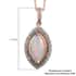 Ethiopian Welo Opal and Natural Champagne and White Diamond Pendant Necklace 20 Inches in Vermeil Rose Gold Over Sterling Silver 2.10 ctw image number 5