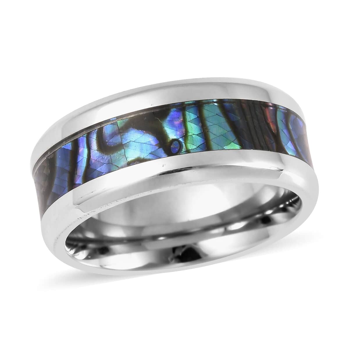 Abalone Shell Band Ring in Stainless Steel (Size 7.0) image number 0