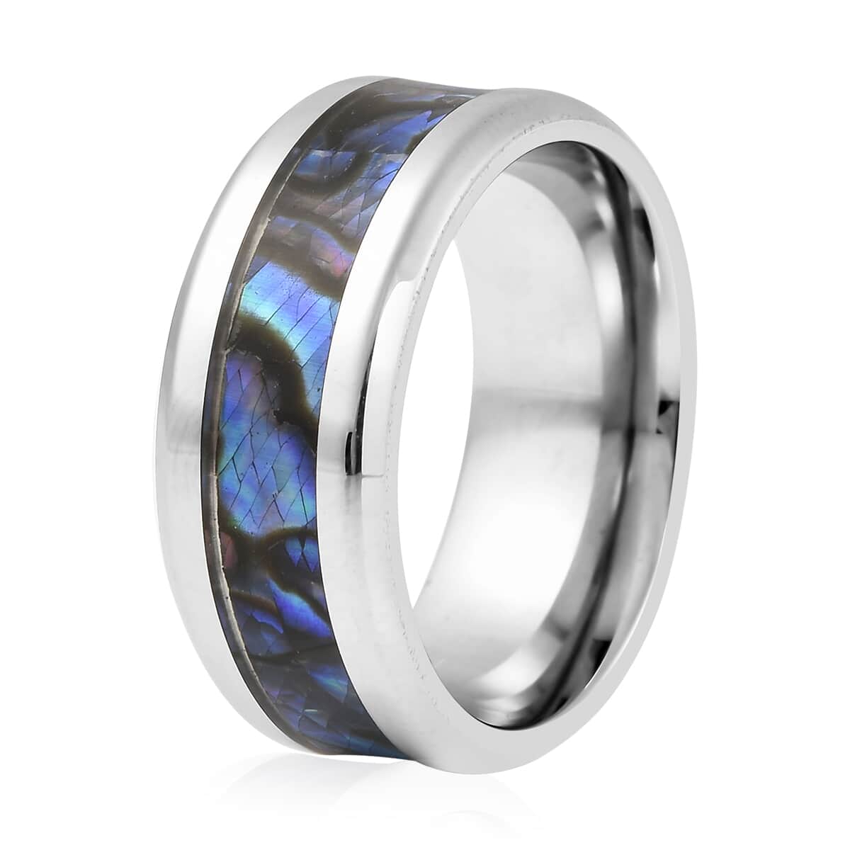 Abalone Shell Band Ring in Stainless Steel (Size 7.0) image number 3