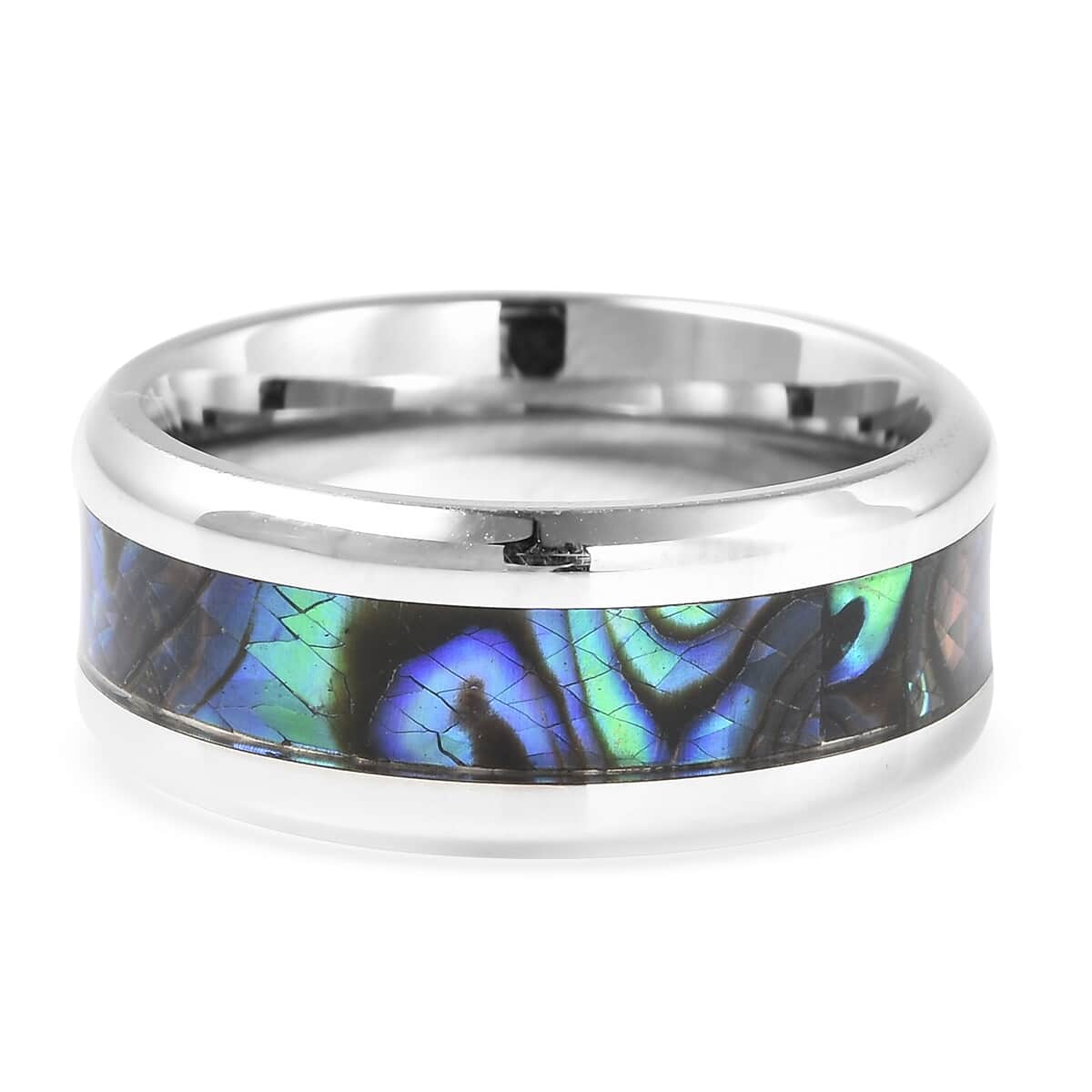 Abalone Shell Band Ring in Stainless Steel (Size 7.0) image number 4