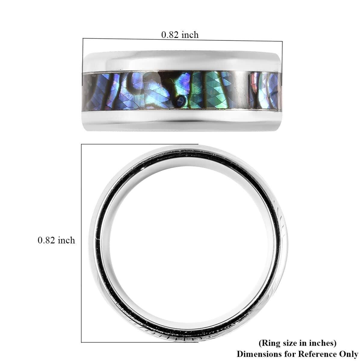 Abalone Shell Band Ring in Stainless Steel (Size 7.0) image number 5