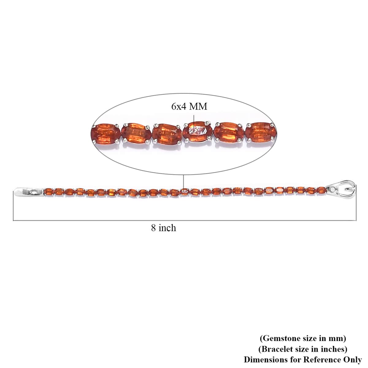 Tangerine Kyanite Tennis Bracelet in Platinum Over Sterling Silver (7.25 In) 16.75 ctw image number 4