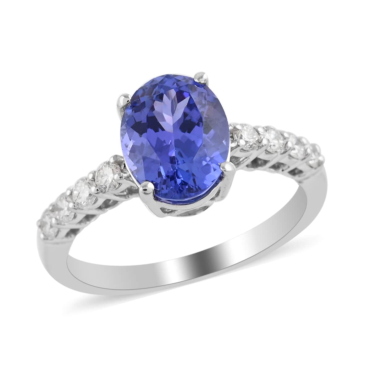RHAPSODY 950 Platinum AAAA Tanzanite and E-F VS Diamond Ring (Size 6.0) 4.65 Grams 2.60 ctw image number 0