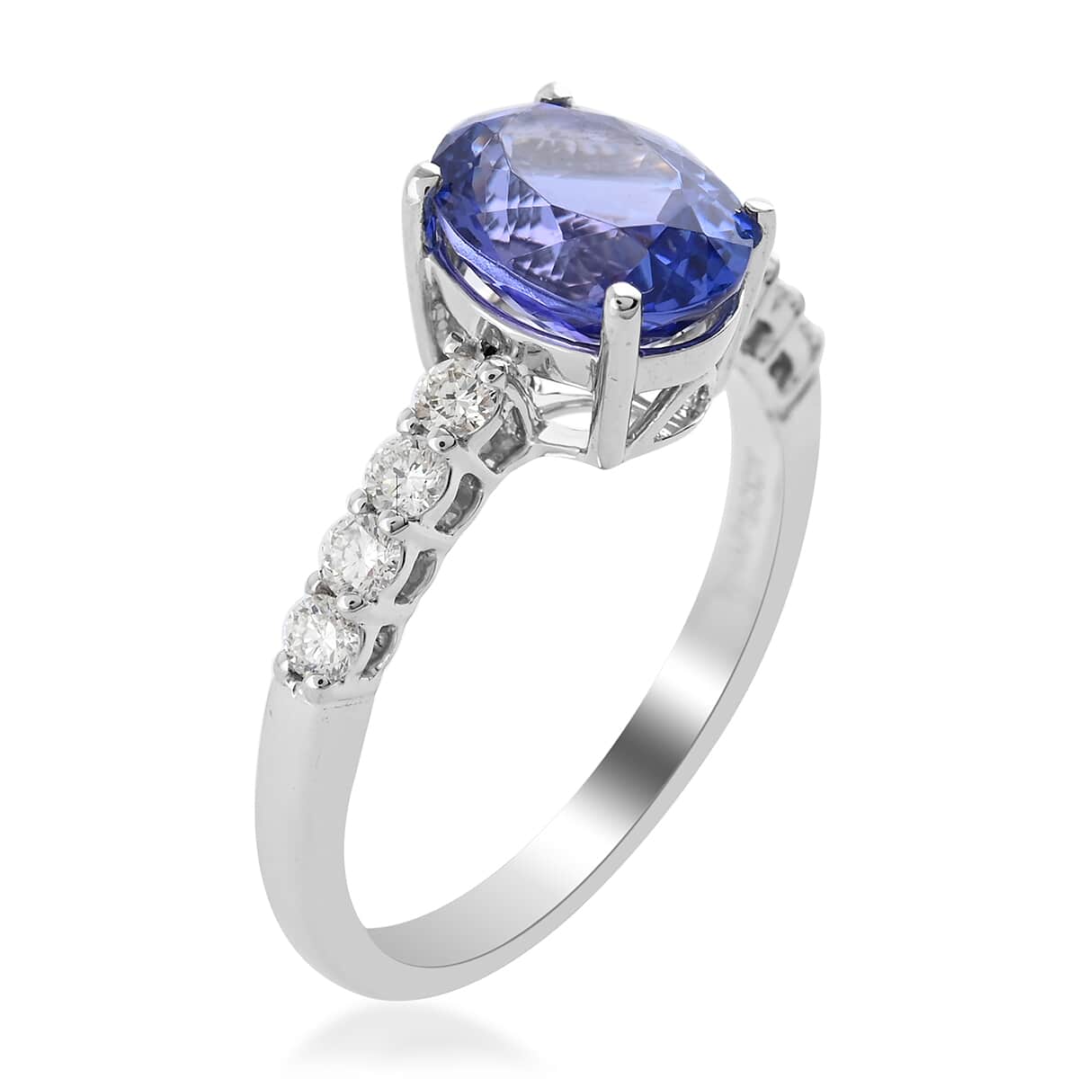 RHAPSODY 950 Platinum AAAA Tanzanite and E-F VS Diamond Ring (Size 7.0) 4.65 Grams 2.60 ctw image number 2