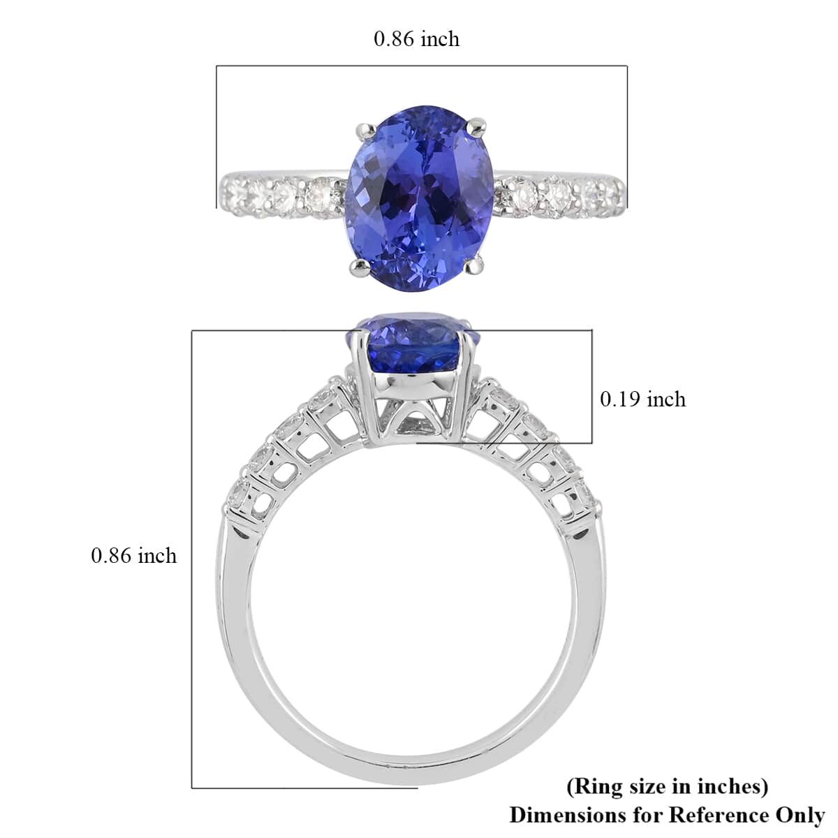 RHAPSODY 950 Platinum AAAA Tanzanite and E-F VS Diamond Ring (Size 7.0) 4.65 Grams 2.60 ctw image number 4
