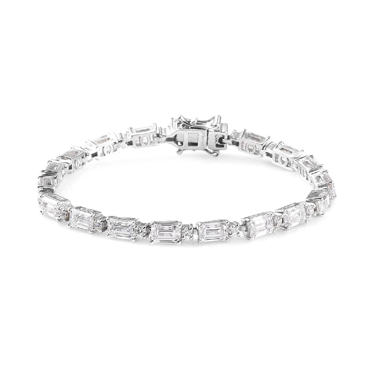 LUSTRO STELLA Made with Finest CZ Bracelet in Platinum Over Sterling Silver (6.50 In) 10.55 Grams 20.90 ctw image number 0