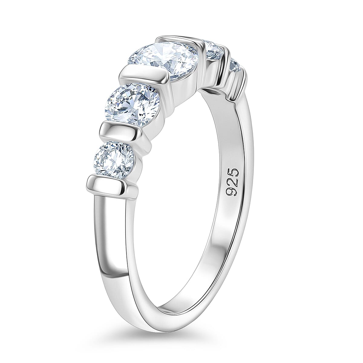 J Francis Zirconia by Swarovski 1.70 ctw Ring in Platinum Over Sterling Silver (Size 5.5)