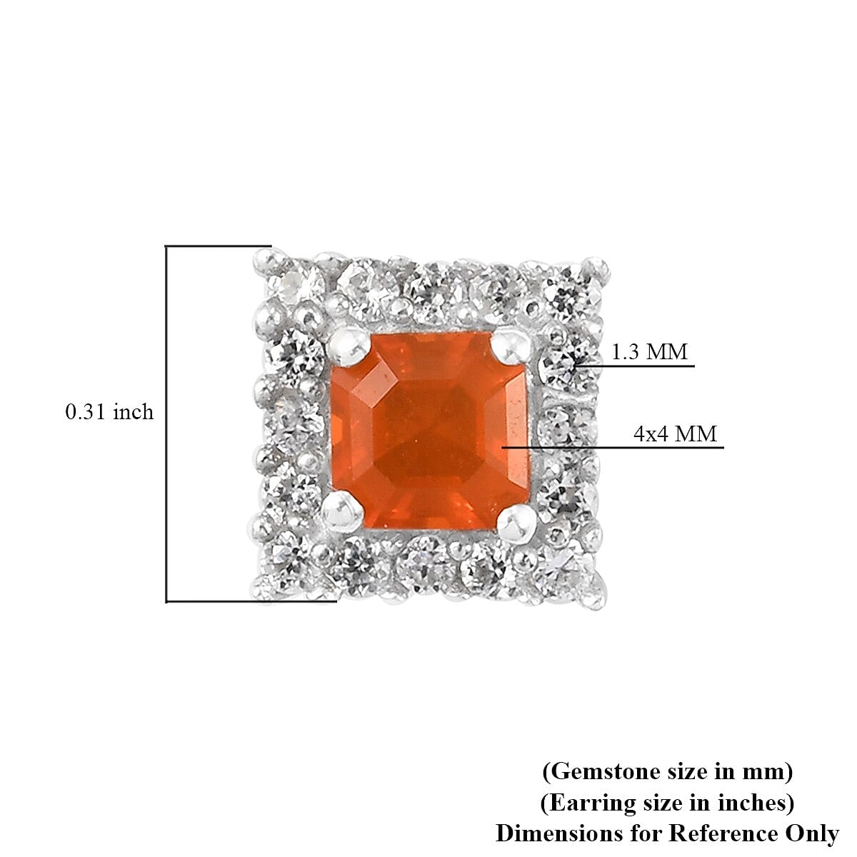 Crimson Fire Opal and Zircon Boxed Halo Earrings in Platinum Over Sterling Silver 1.20 ctw