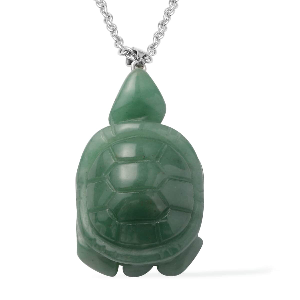 Green Aventurine Pendant Necklace 20 Inches in Stainless Steel 202.00 ctw image number 0