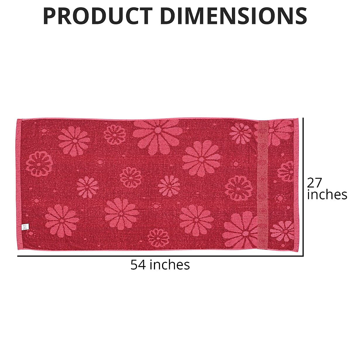 Red Floral Pattern 90% Cotton and 10% Polyester Comfortable Bath Towel image number 3
