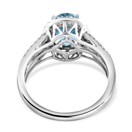 Iliana 18K White Gold AAA Santa Maria Aquamarine and G-H SI Diamond Ring (Size 6.0) 5.45 Grams 2.25 ctw image number 3
