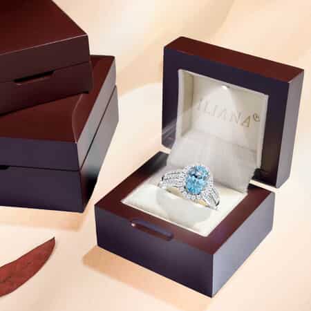 Iliana 18K White Gold AAA Santa Maria Aquamarine and G-H SI Diamond Ring (Size 6.0) 5.45 Grams 2.25 ctw image number 5