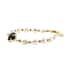 Simulated Black Sapphire and White Freshwater Pearl Bracelet in Goldtone Lobster Clasp (6.00 In) image number 2