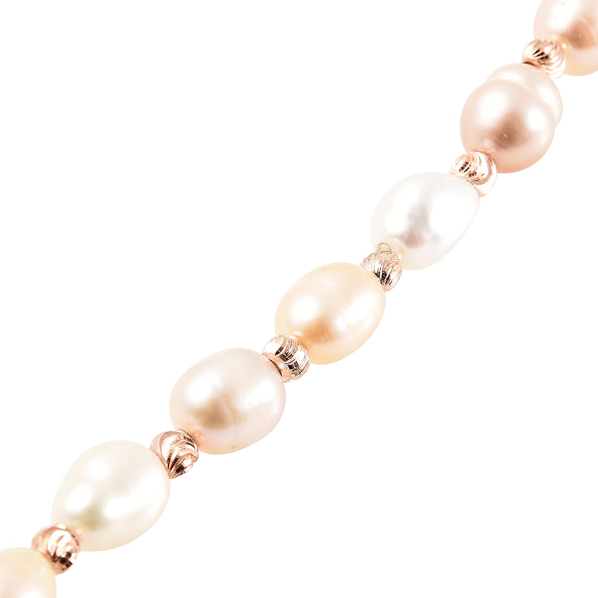Multi Color Freshwater Pearl Adjustable Bracelet in Rosetone 6-8 in image number 3